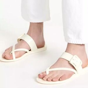 Veronica Beard Salva Jelly Strappy Flip Flop Flat Sandals White US 8